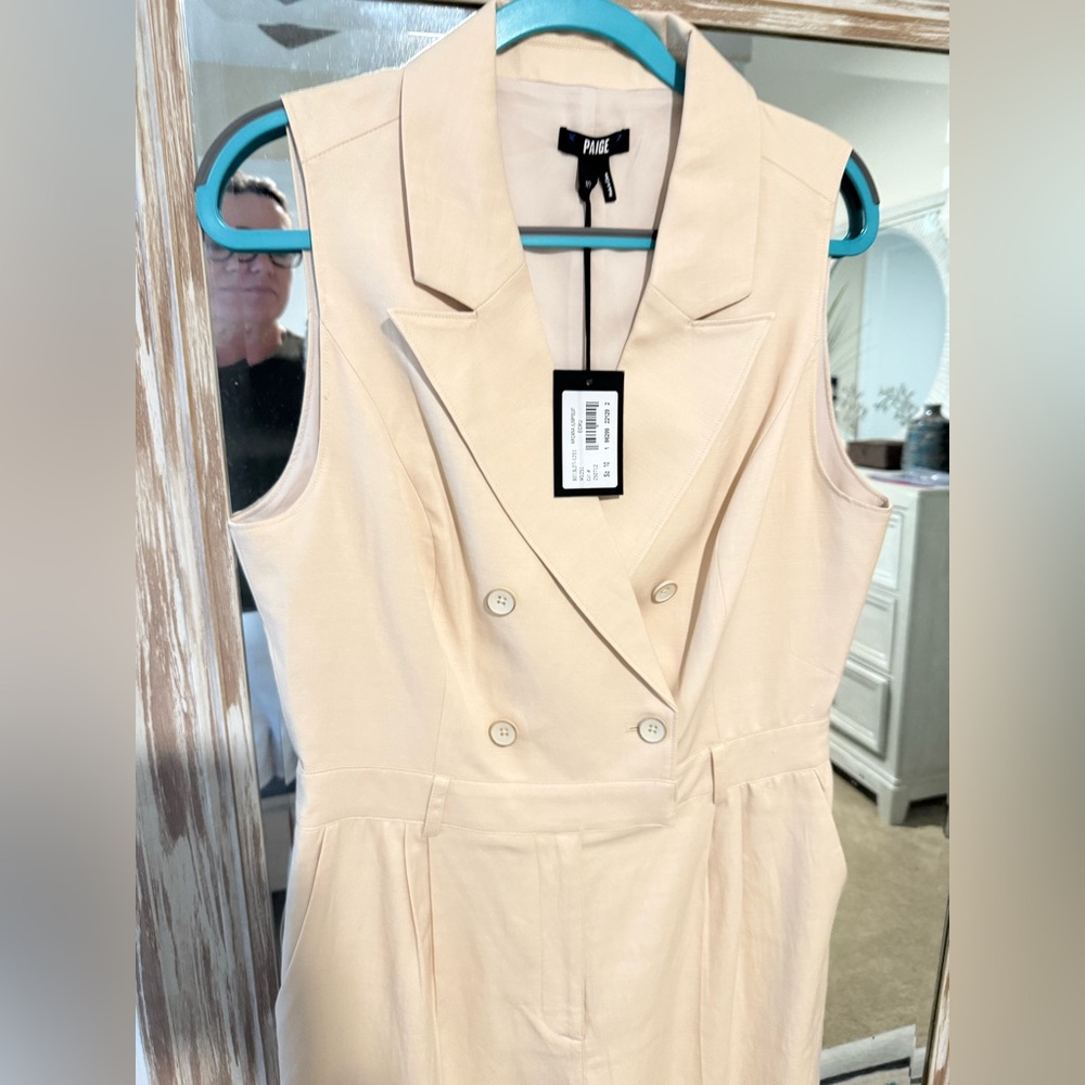 Paige Cream Sleeveless Blazer dress or casual romper suit.